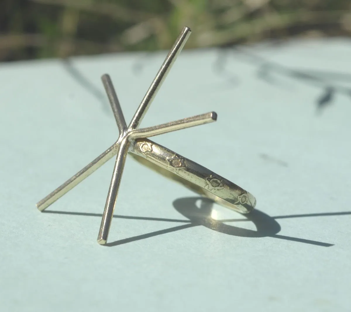 Handmade Claw Ring Setting, Star pattern Shank, 5 prongs