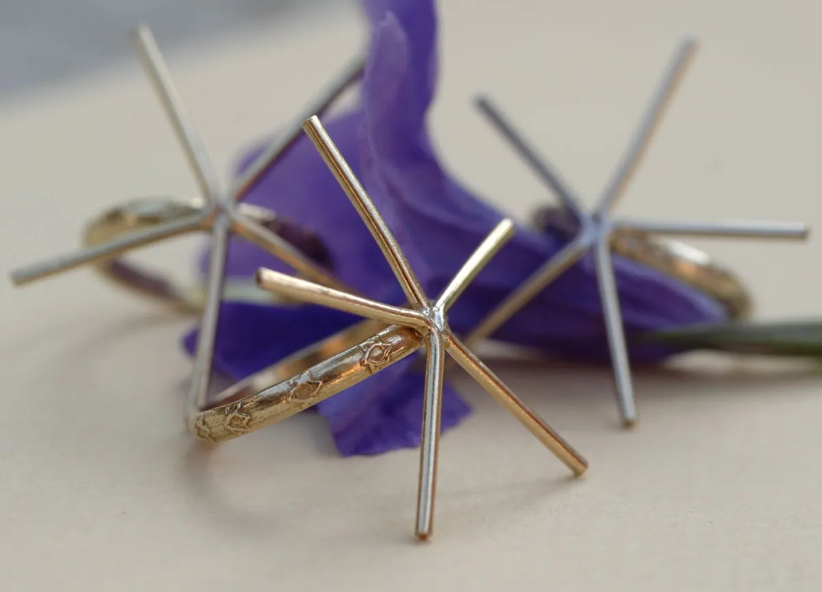 Handmade Claw Ring Setting, Star pattern Shank, 5 prongs
