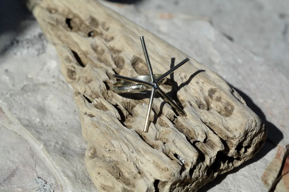 Handmade Claw Ring Setting, Star pattern Shank, 5 prongs