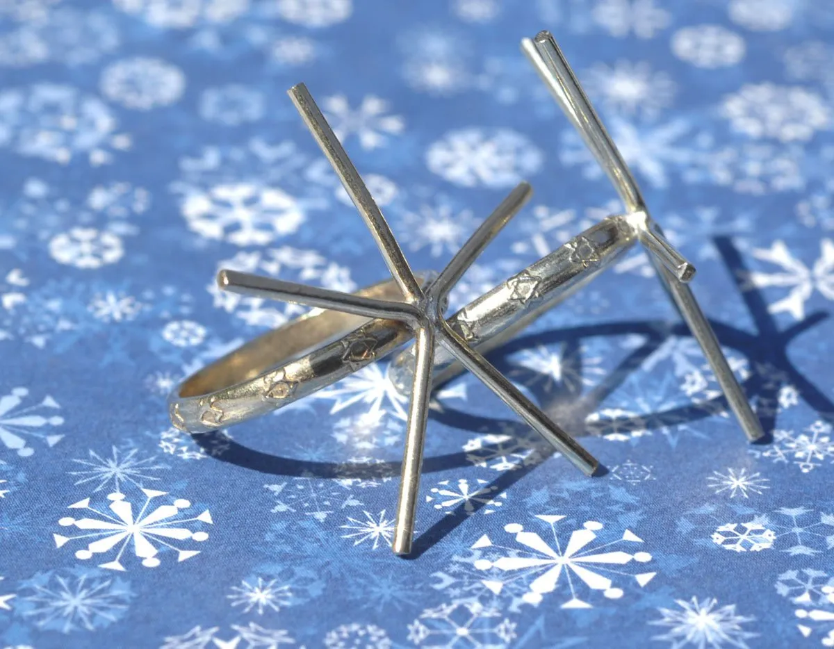 Handmade Claw Ring Setting, Star pattern Shank, 5 prongs
