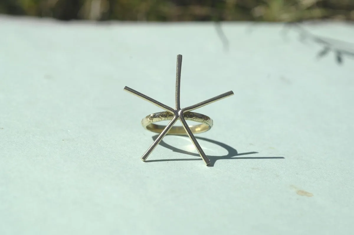 Handmade Claw Ring Setting, Star pattern Shank, 5 prongs