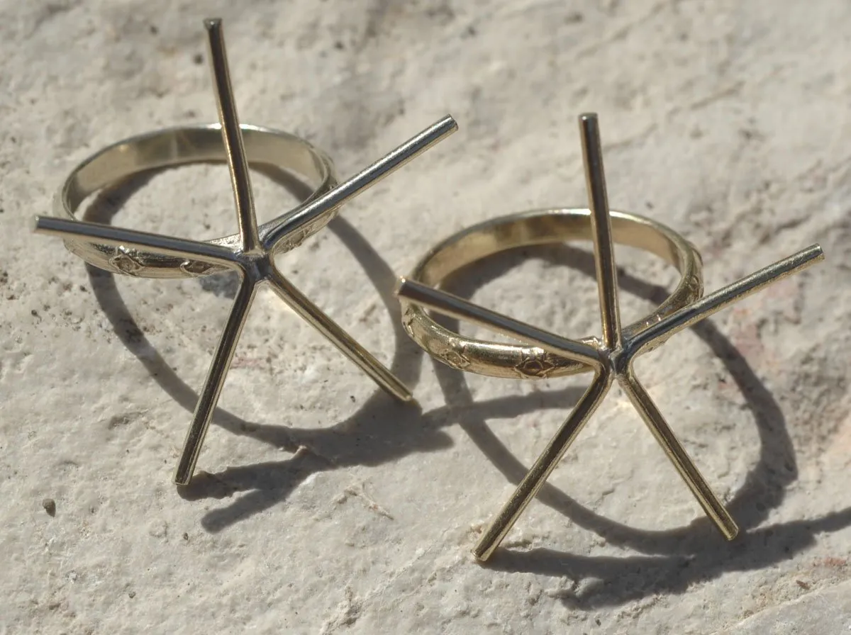 Handmade Claw Ring Setting, Star pattern Shank, 5 prongs