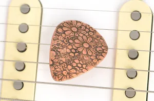 Handmade Flower Design in Copper Guitar Pick