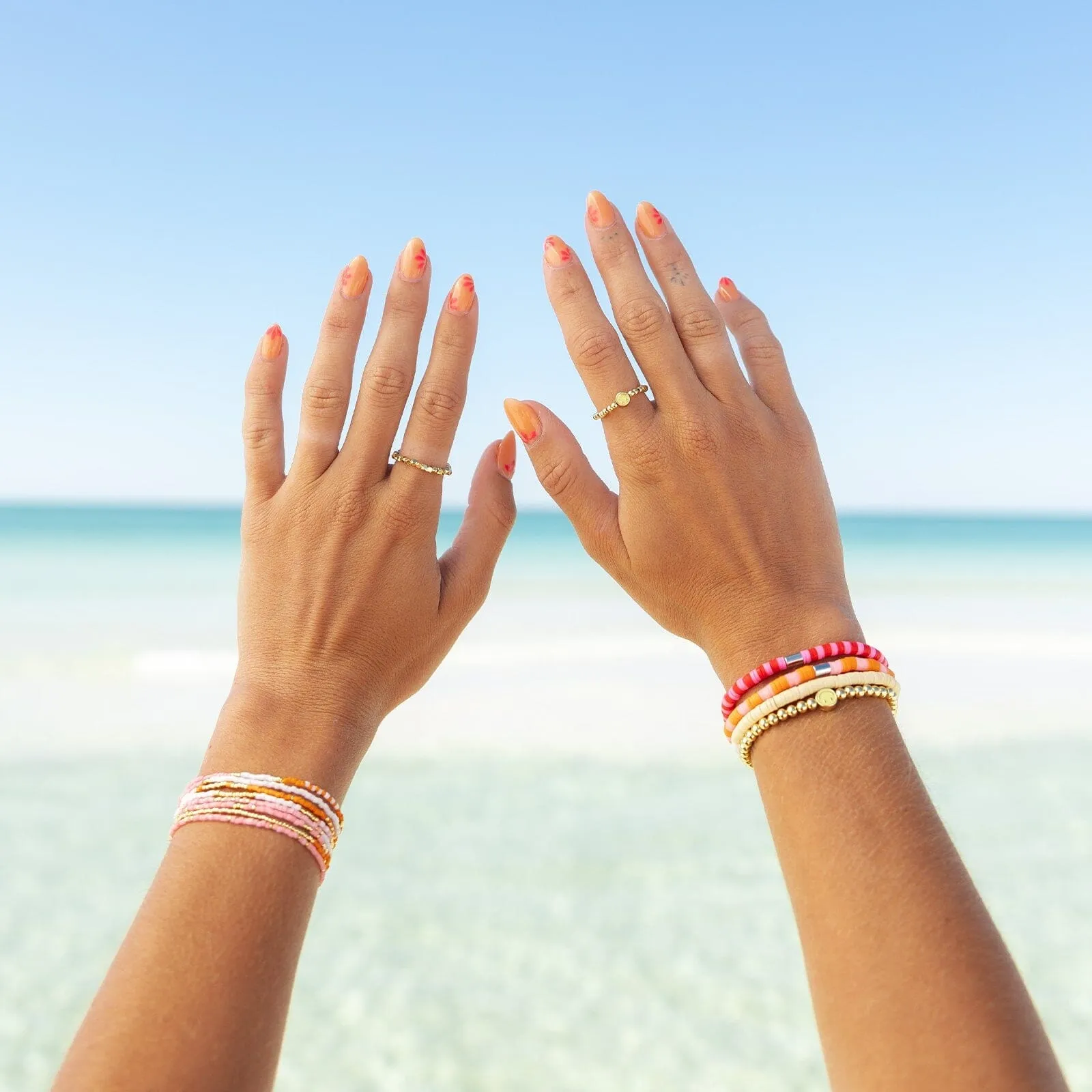 Happy Face Gold Bead Stretch Ring