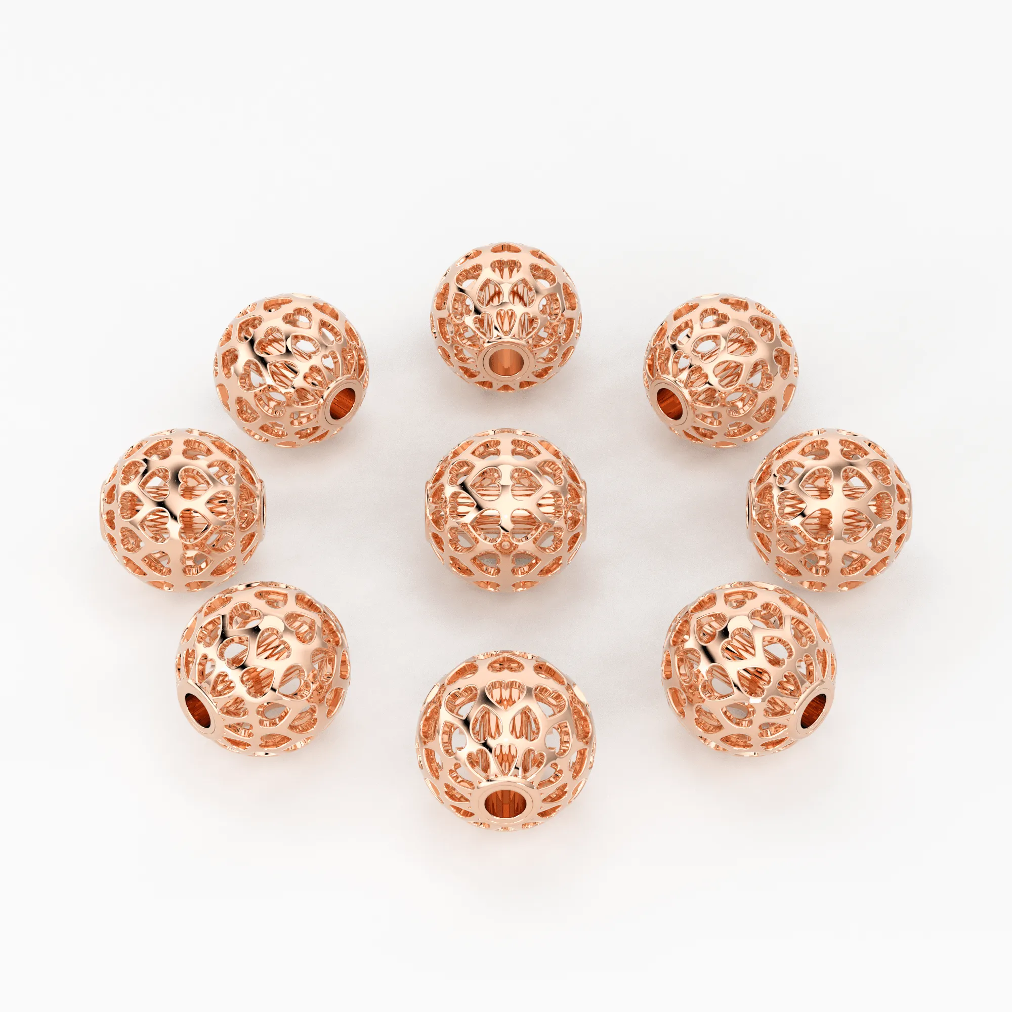 Heart Cutout Solid Gold Handmade Designer Round Spacer Gold Bead Finding 10mm