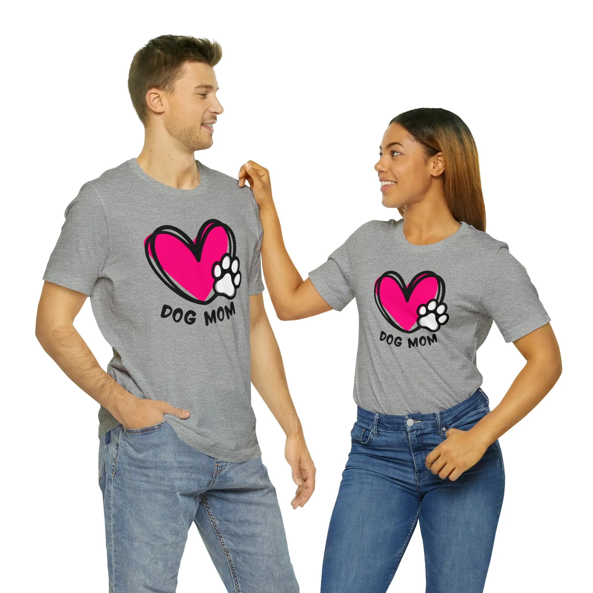 Heart Paw Dog Mom T-Shirt | I Love my Dog Tee |  Bella Canvas 3001 Unisex |  Dog Lovers Short Sleeve Tshirt