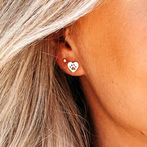 Heart Paw Print Earrings