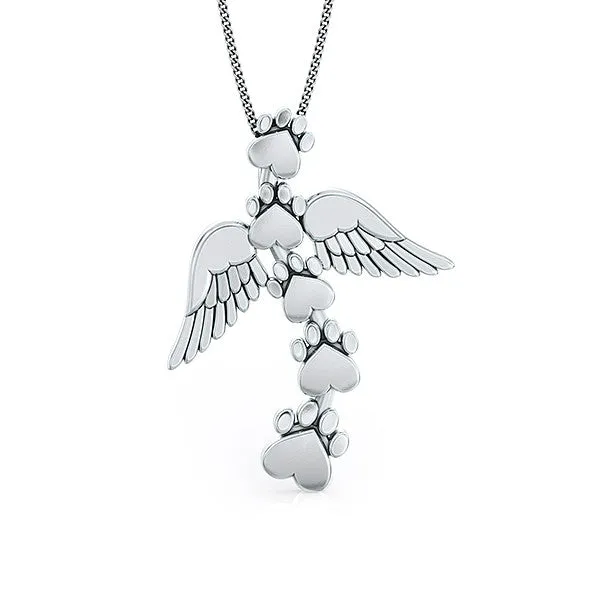 Heavenly Wings Paw Print Pendant