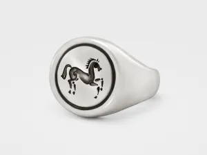 Horse Signet Ring in Sterling Silver