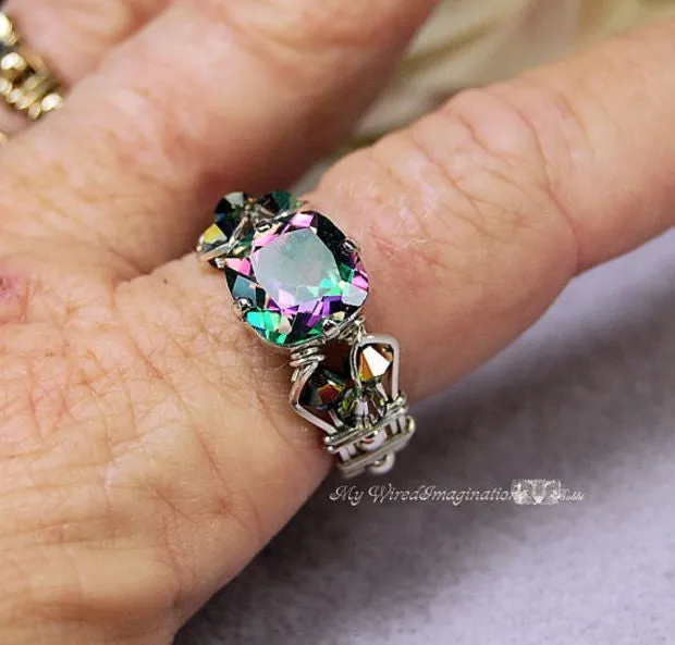 How to Make a Crystal Ring, DIY Wire Wrap Ring Pattern, Marcella Ring