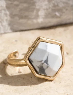 Howlite Stone Cuff ring *