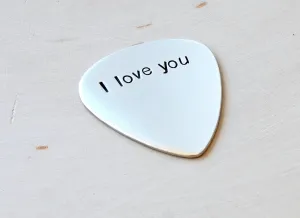 I love you sterling silver guitar pick