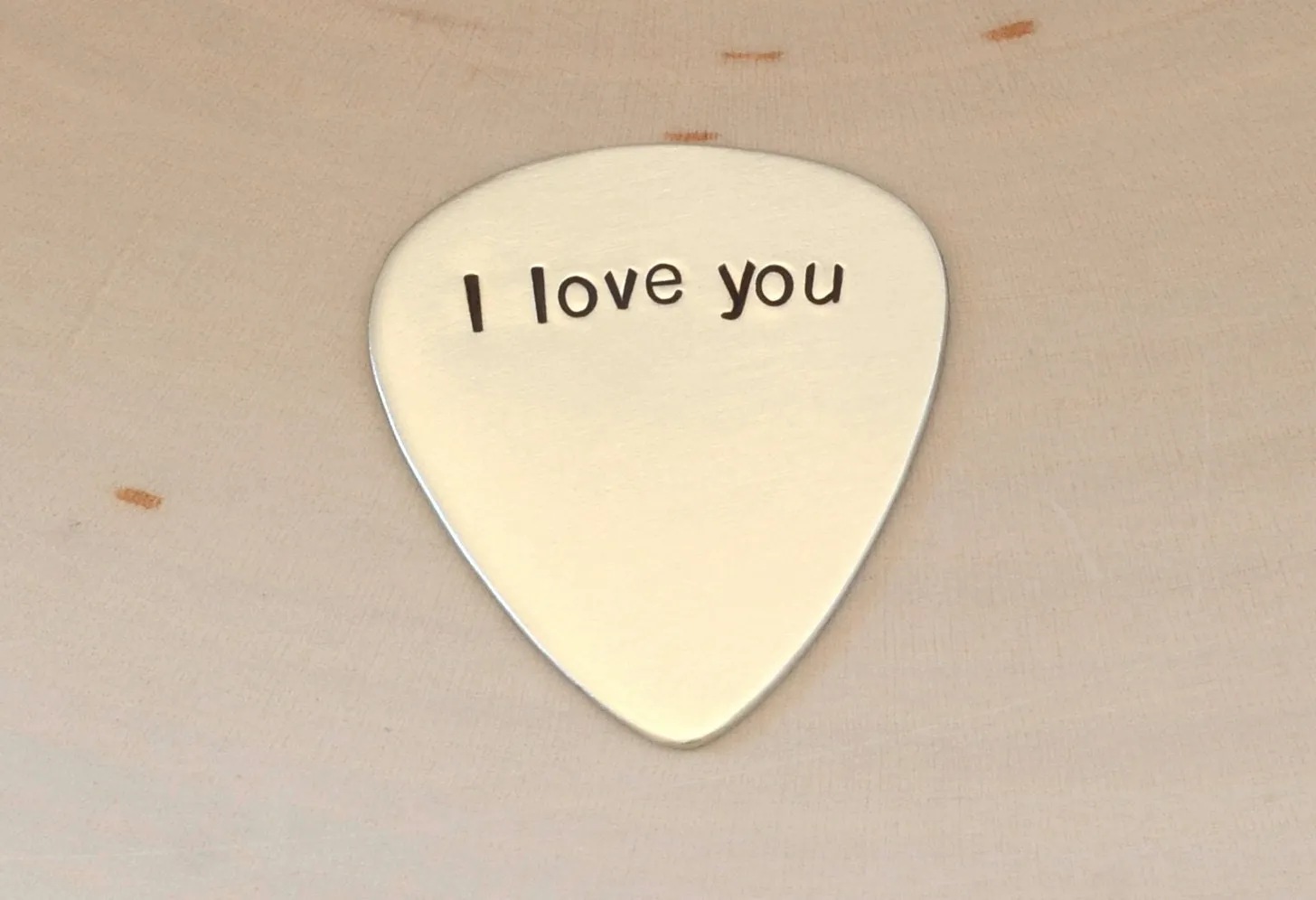 I love you sterling silver guitar pick