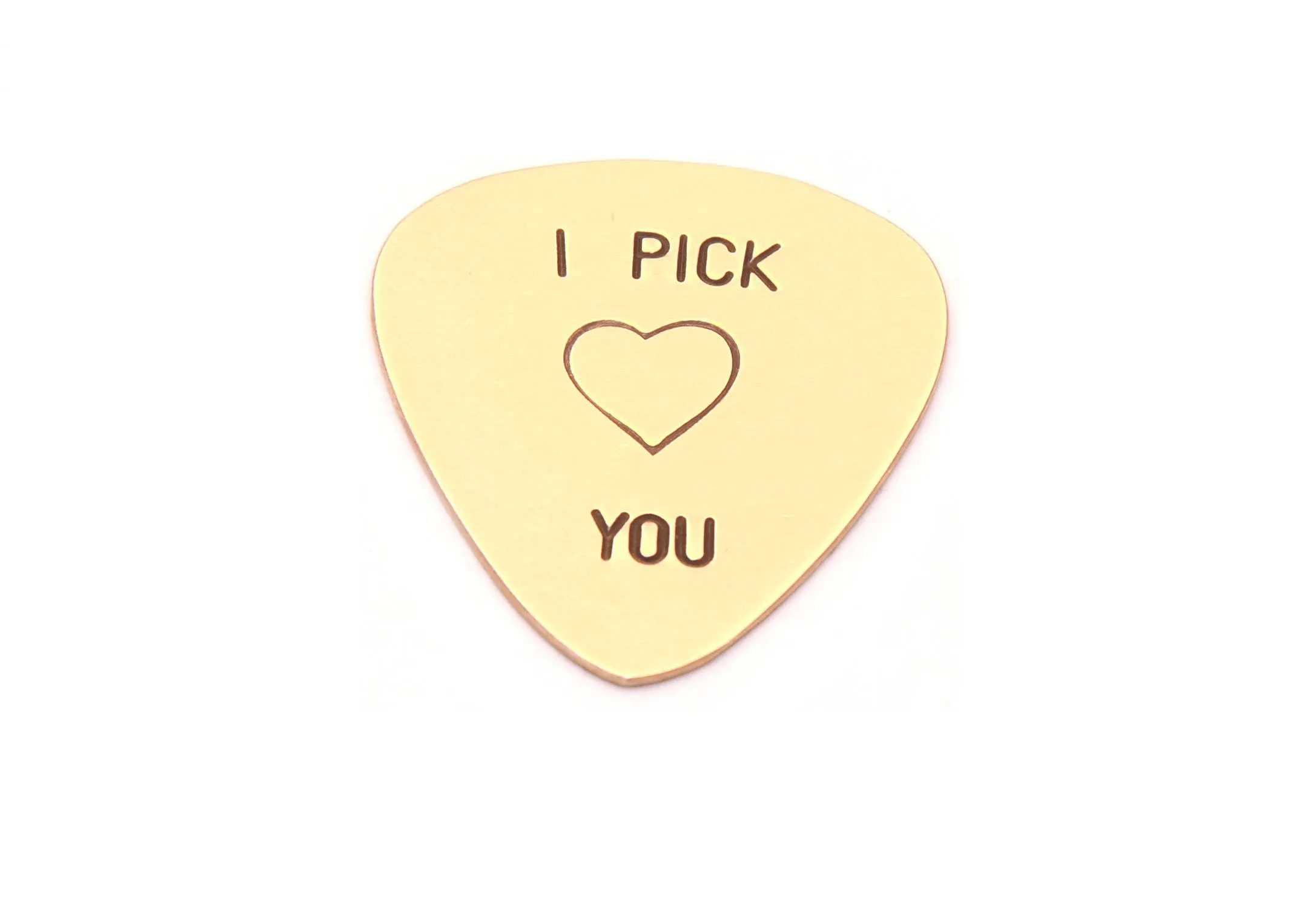 I Pick You on a Bronze Guitar Pick with a Heart
