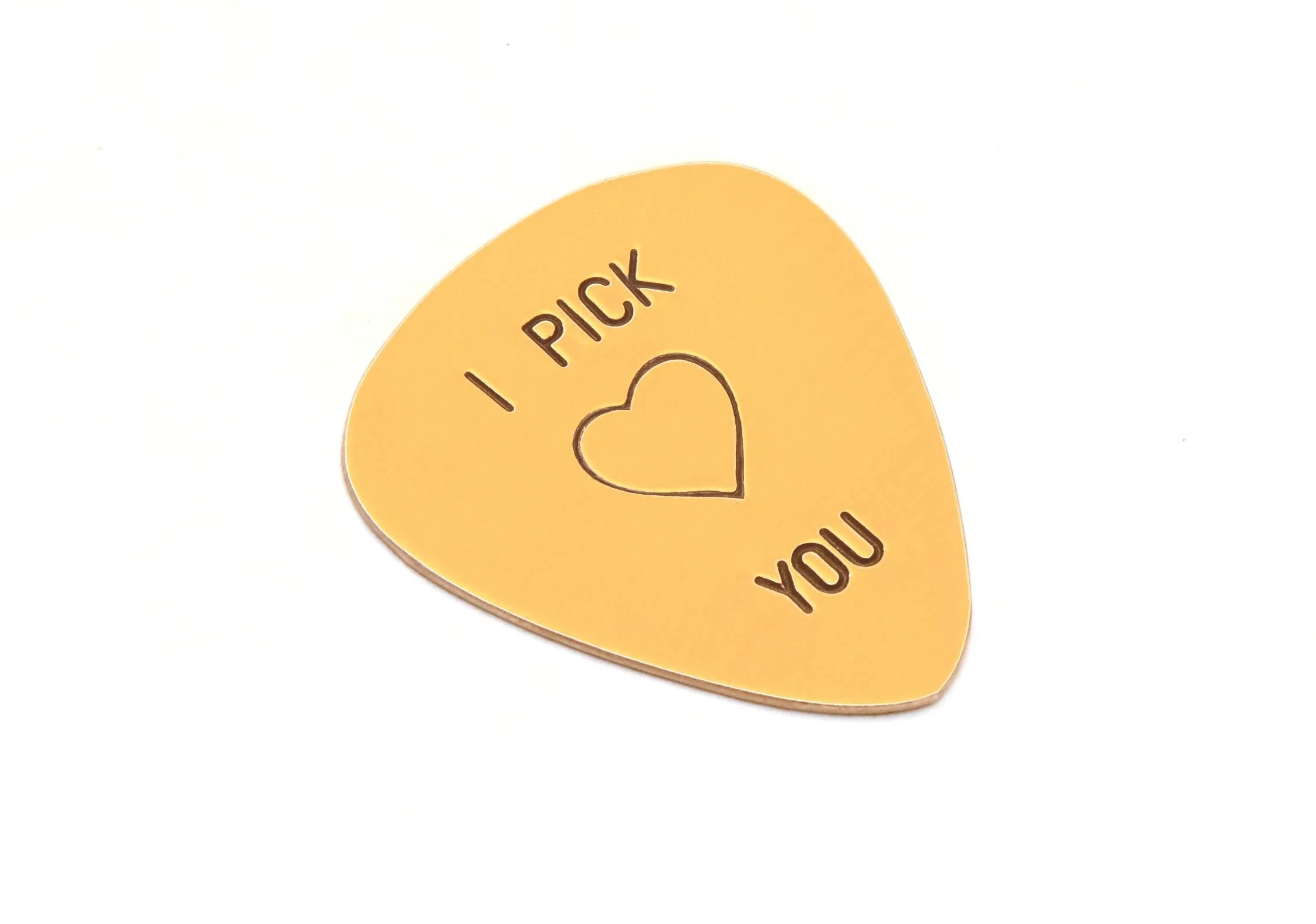 I Pick You on a Bronze Guitar Pick with a Heart