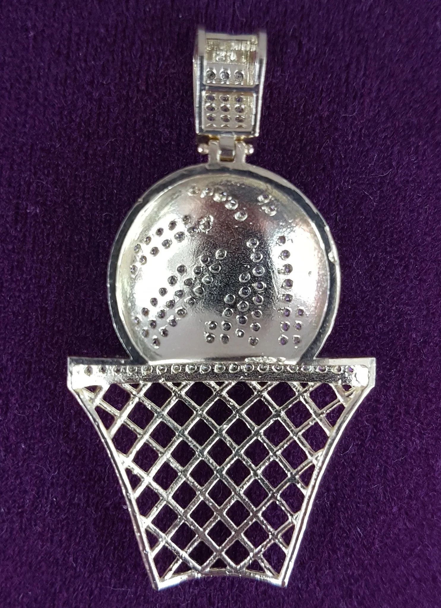 Iced-Out Basketball & Hoop Pendant (10K)