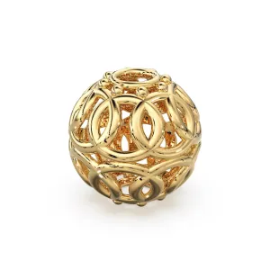 Interlocking Designer Round Solid Gold 14k 18k Handmade Gold Spacer Bead Jewelry Making Supply 6mm 8mm 10mm