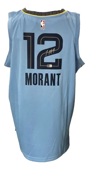 Ja Morant Signed Memphis Grizzlies Light Blue Nike Swingman Jersey BAS