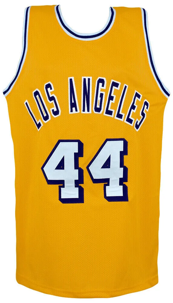 Jerry West (LAKERS) Signed Gold Custom Basketball Jersey - (SCHWARTZ SPORTS COA)