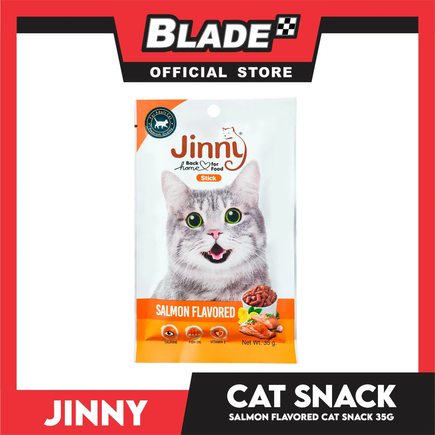 Jinny Cat Stick Treats 35g (Salmon Flavored) Cat Food, Cat Snacks