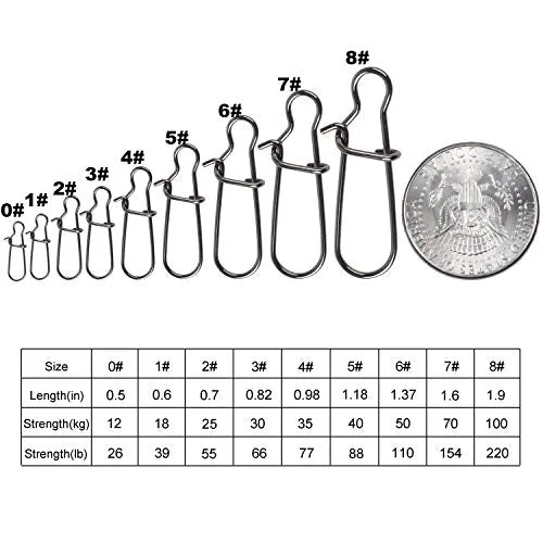 JL Sport Easy Catch 100 Count Pack Duo Lock Snaps Size 0#-8# Black Nice Snap Swivel Slid Rings Stainless Steel USA Fishing Tackle Kit - Test: 26LB-220LB (0#-26LB- 100PCS) (8#-220LB-100PCS)