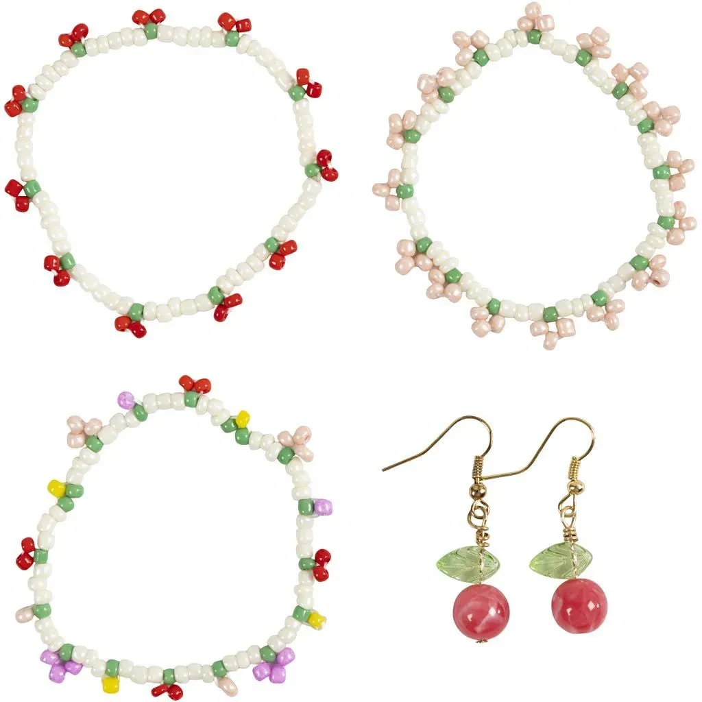 Kid's Elastic Bracelet & Earring Mini Craft Kit Jewellery - All Materials & Instructions Included