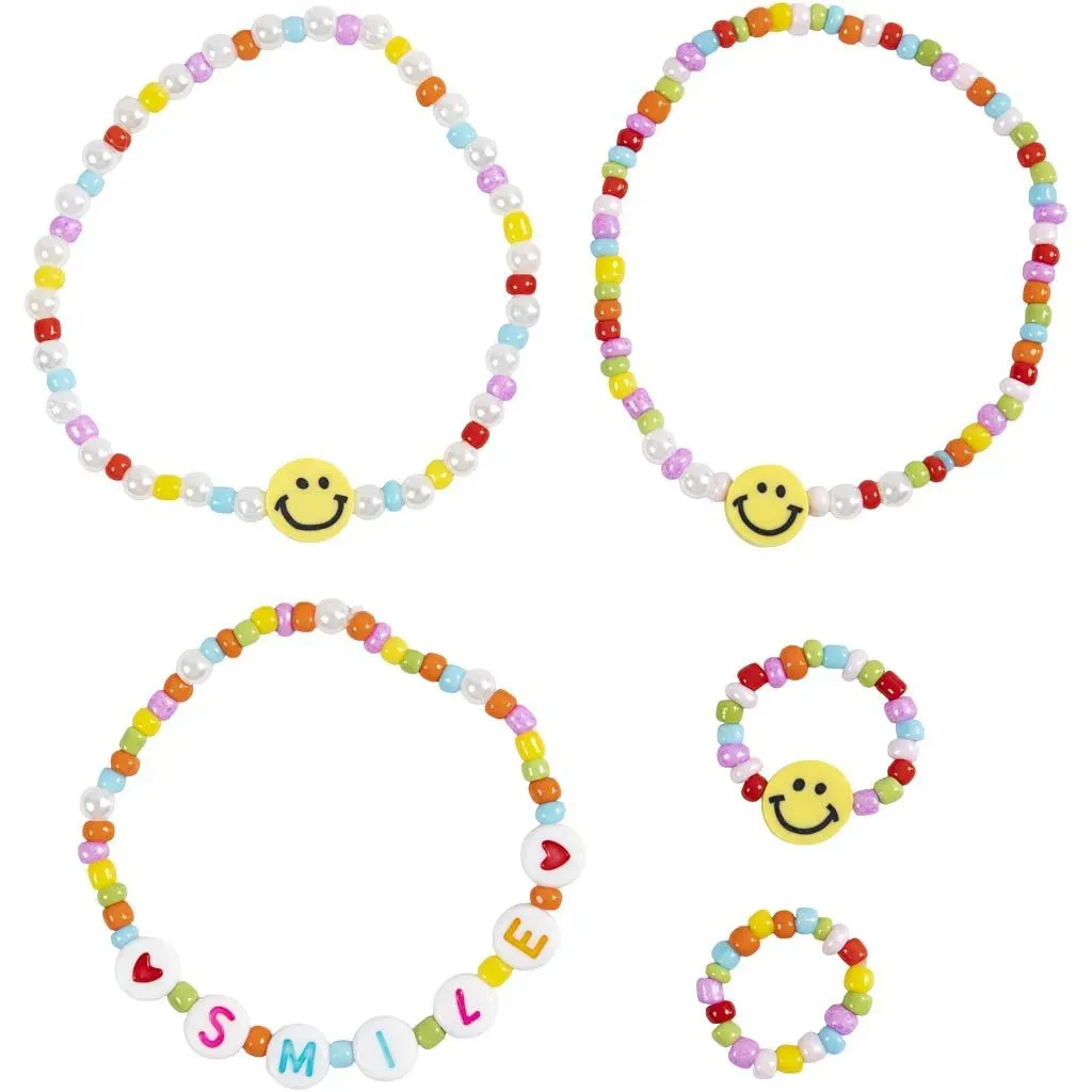 Kid's Elastic Bracelet & Finger Ring Mini Craft Kit Jewellery - All Materials & Instructions Included