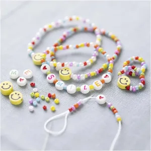 Kid's Elastic Bracelet & Finger Ring Mini Craft Kit Jewellery - All Materials & Instructions Included