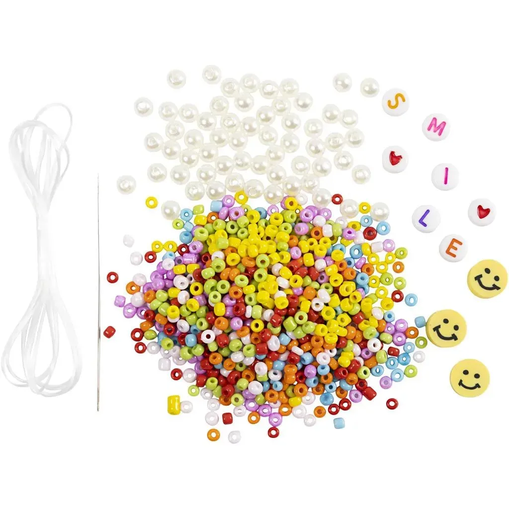 Kid's Elastic Bracelet & Finger Ring Mini Craft Kit Jewellery - All Materials & Instructions Included
