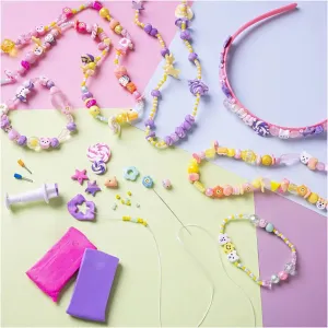 Kid's Jewellery Craft Kit Necklaces Bracelets Headband Assorted Colours - All Materials Included