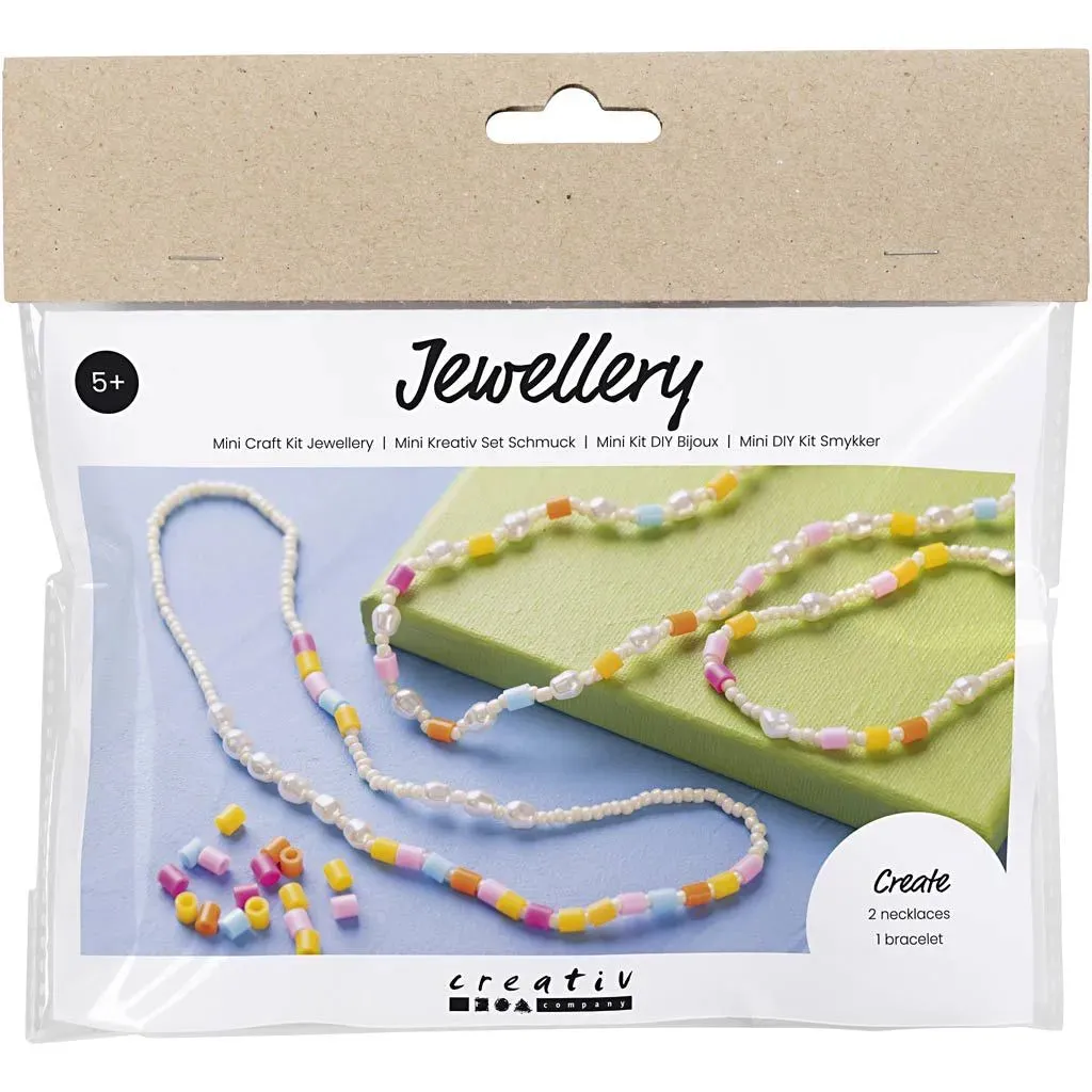 Kid's Mini Jewellery Craft Kit Necklace & Bracelet Assorted Colours - All Materials Included