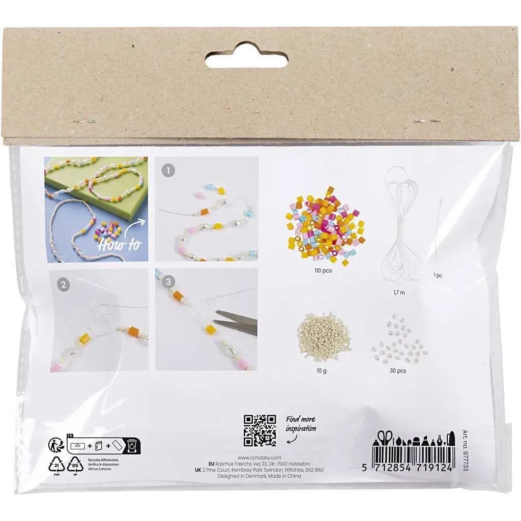 Kid's Mini Jewellery Craft Kit Necklace & Bracelet Assorted Colours - All Materials Included