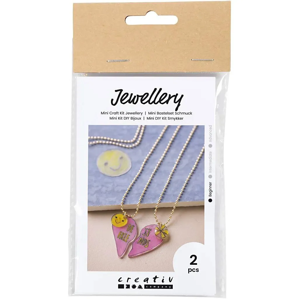 Kid's Shrink Plastic Friendship Necklaces Mini Craft Kit Jewellery - All Materials & Instructions Included