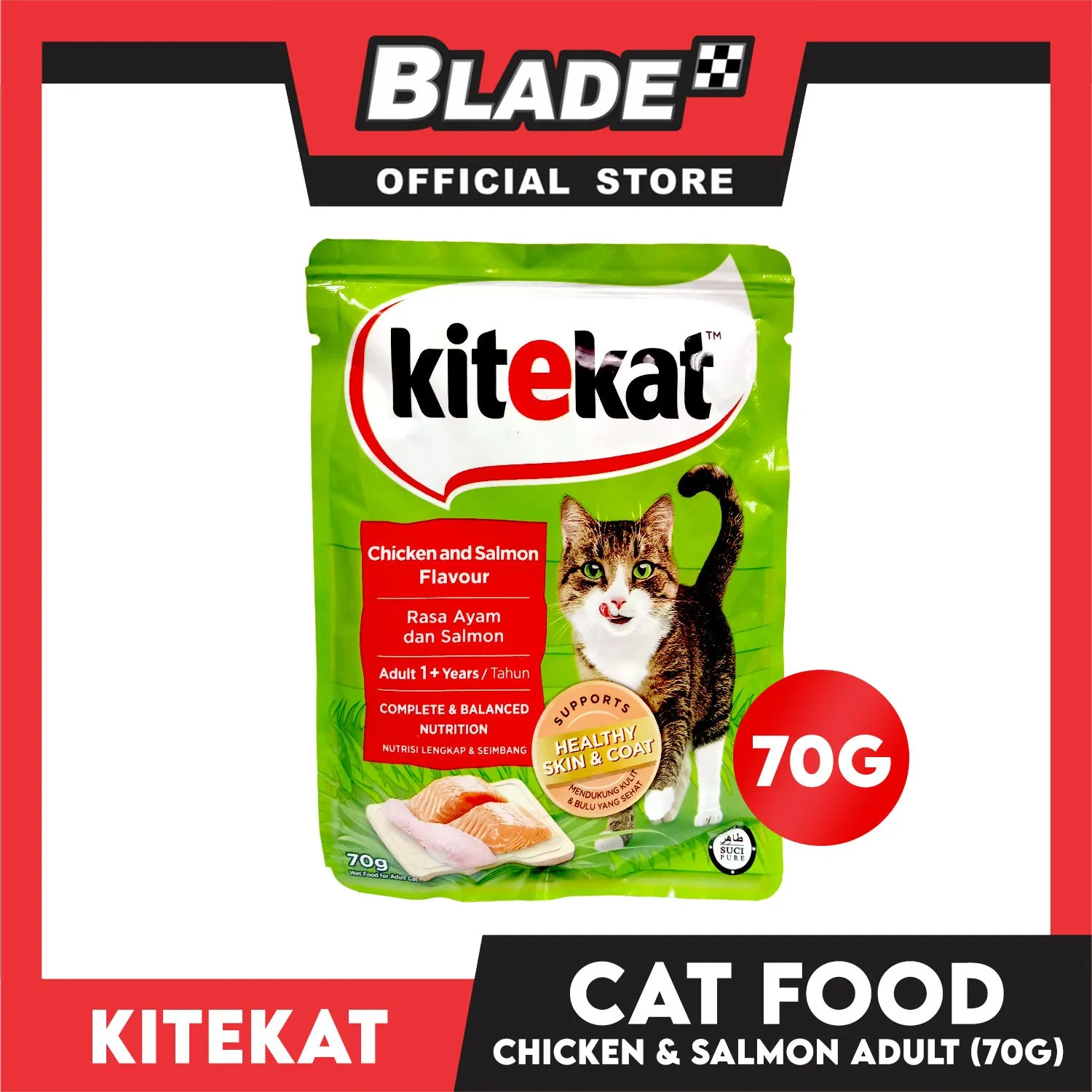 Kitekat Wet Cat Food in Pouch for Adult 70g (Chicken and Salmon)
