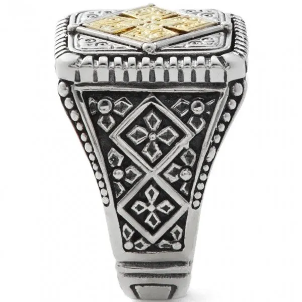 Konstantino Men's Sterling Silver and 18k Gold Square Maltese Ring