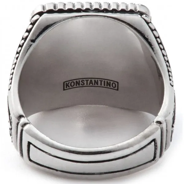 Konstantino Men's Sterling Silver and 18k Gold Square Maltese Ring