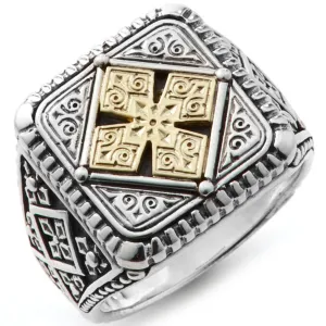 Konstantino Men's Sterling Silver and 18k Gold Square Maltese Ring
