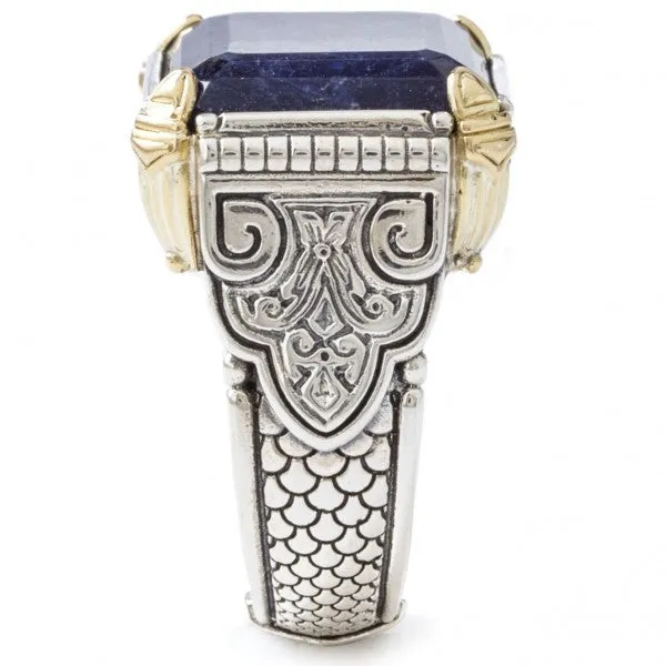 Konstantino Men's Sterling Silver and 18k Gold with Blue Sodalite Ring, Size 10