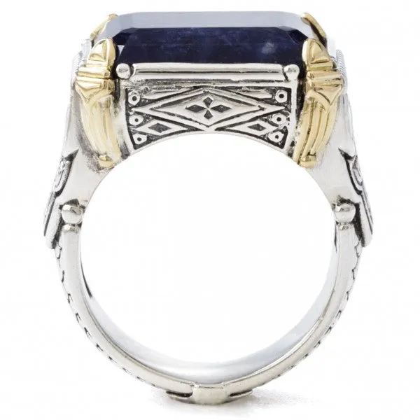 Konstantino Men's Sterling Silver and 18k Gold with Blue Sodalite Ring, Size 10