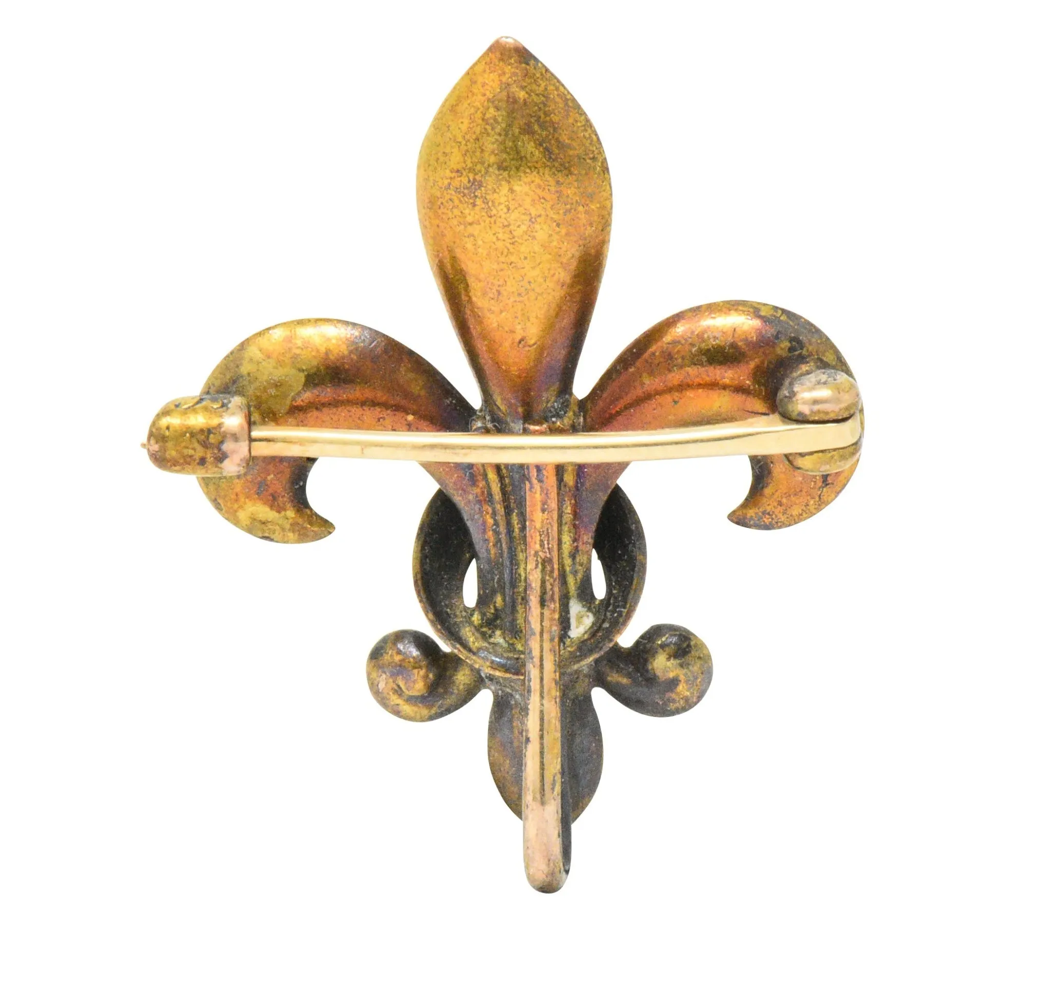 Krementz Victorian Diamond 14 Karat Gold Fleur-De-Lis Pin Brooch