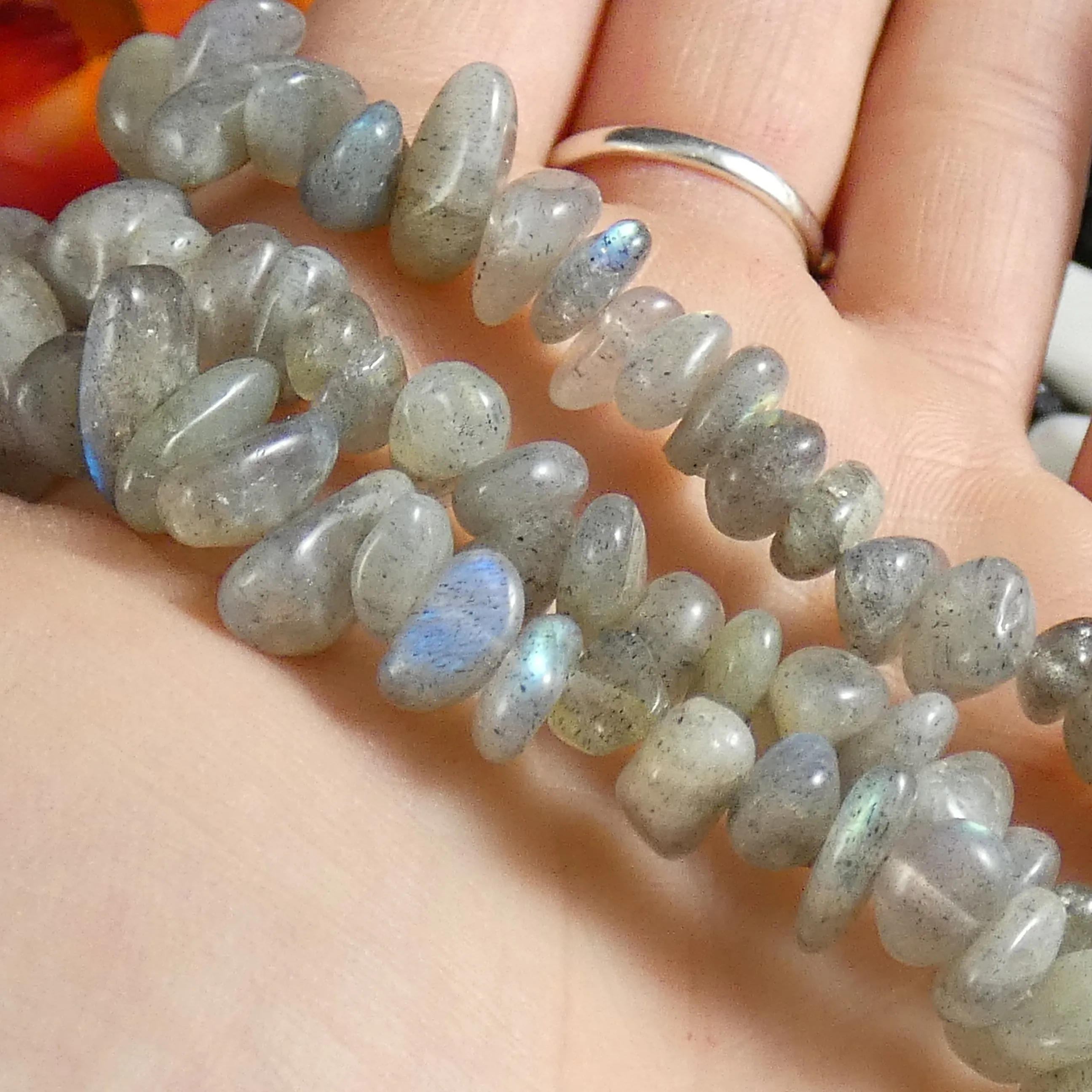 Labradorite Tumbled Chip Bead Strands (various)