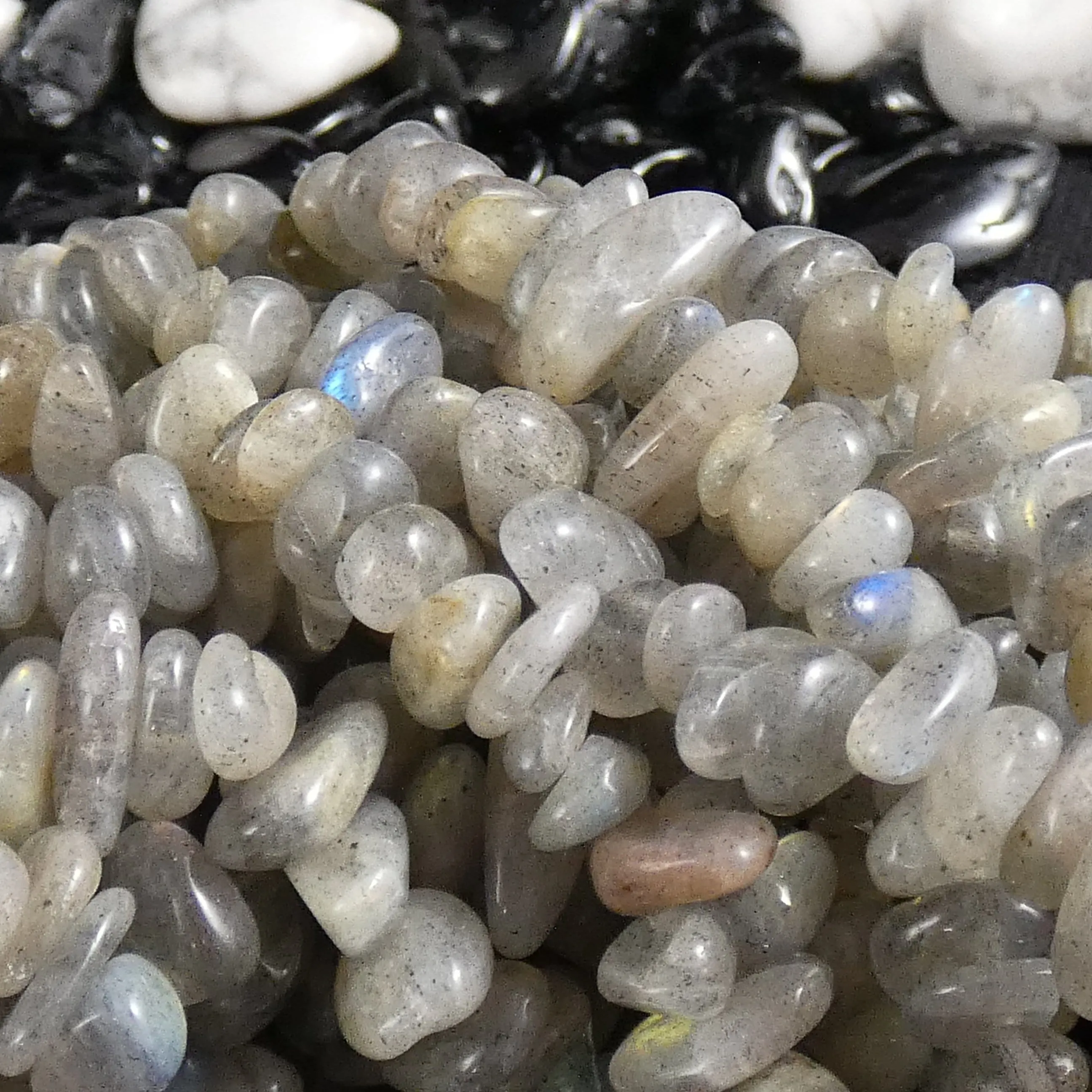 Labradorite Tumbled Chip Bead Strands (various)