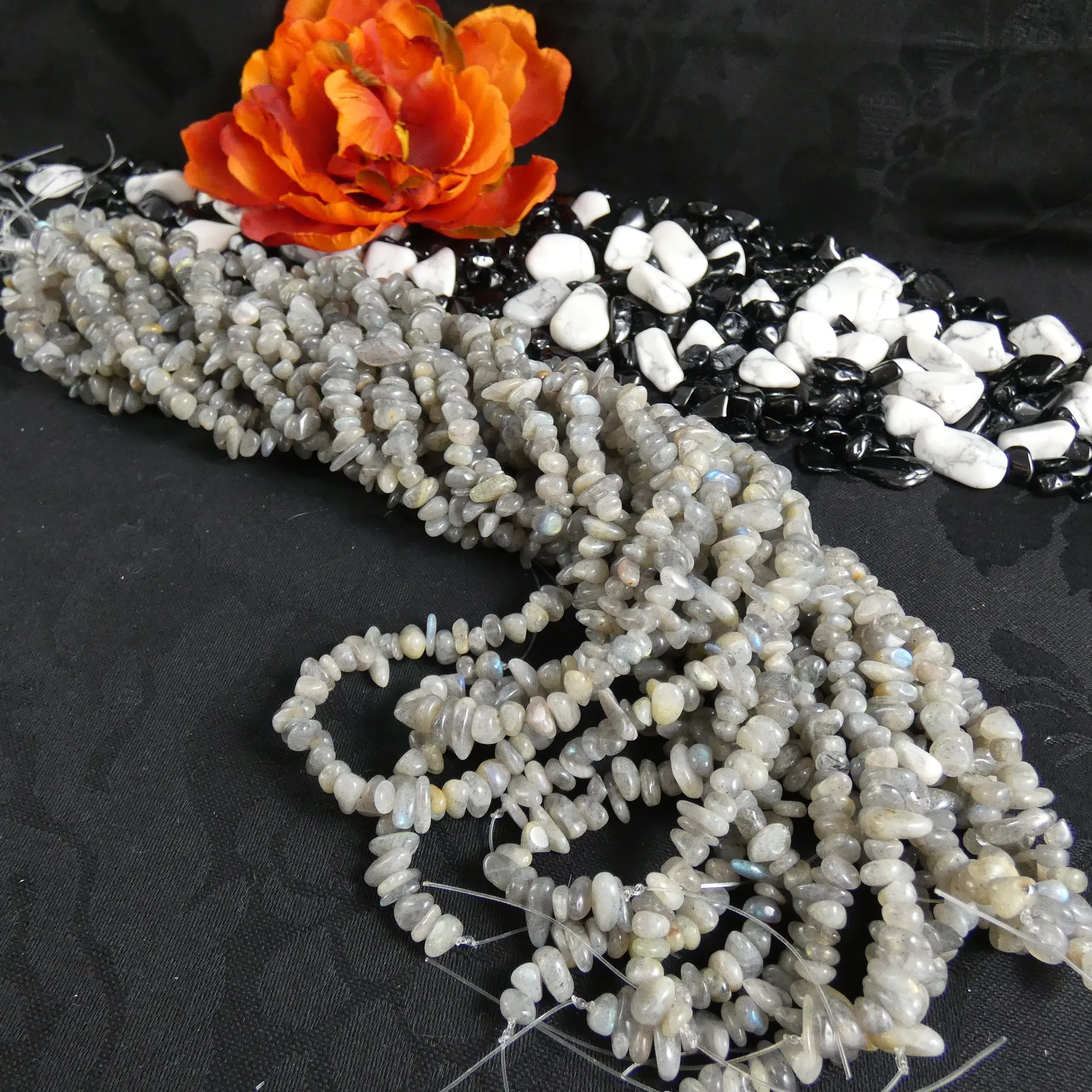 Labradorite Tumbled Chip Bead Strands (various)