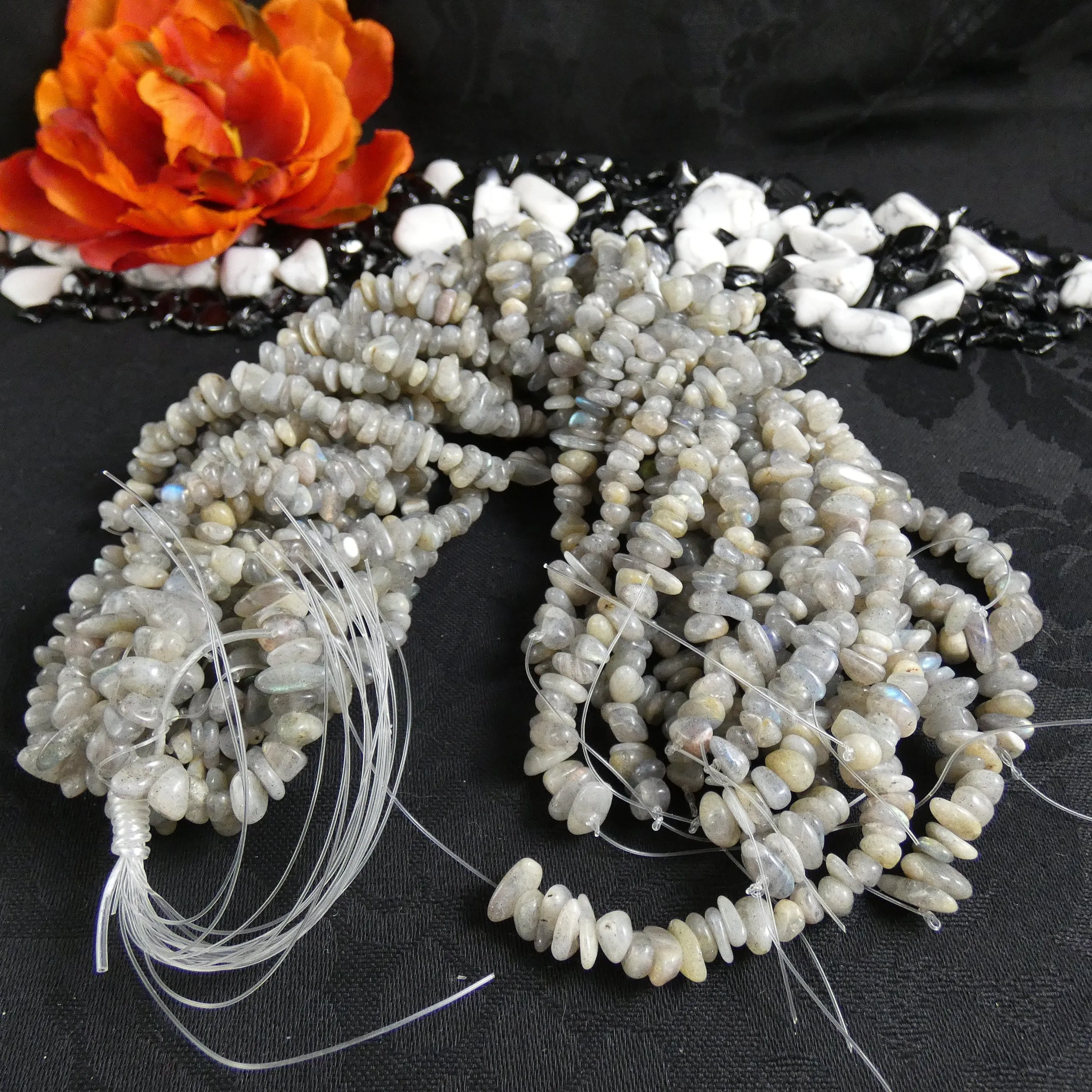 Labradorite Tumbled Chip Bead Strands (various)