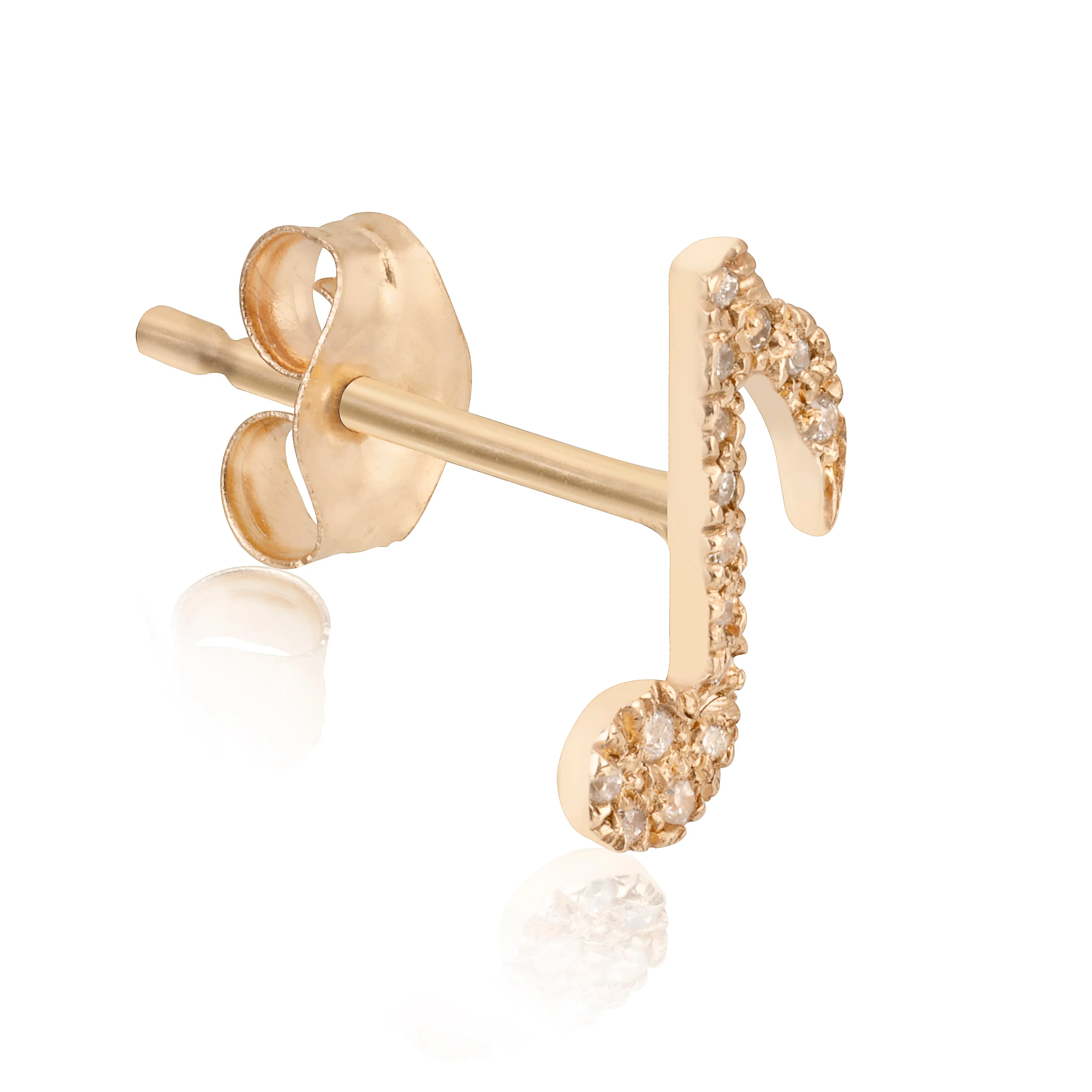 Large Diamond Music Note Stud