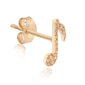 Large Diamond Music Note Stud