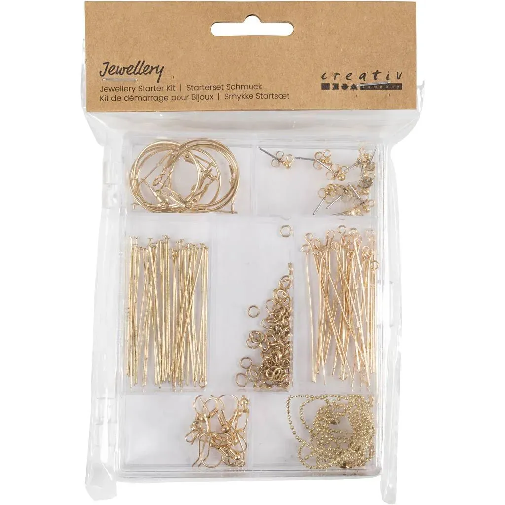 Large Gold-Plated Jewellery Starter Kit – Make Personalized Bracelets Necklaces Earrings