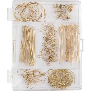Large Gold-Plated Jewellery Starter Kit – Make Personalized Bracelets Necklaces Earrings
