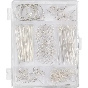 Large Silver-Plated Jewellery Starter Kit – Make Personalized Bracelets Necklaces Earrings