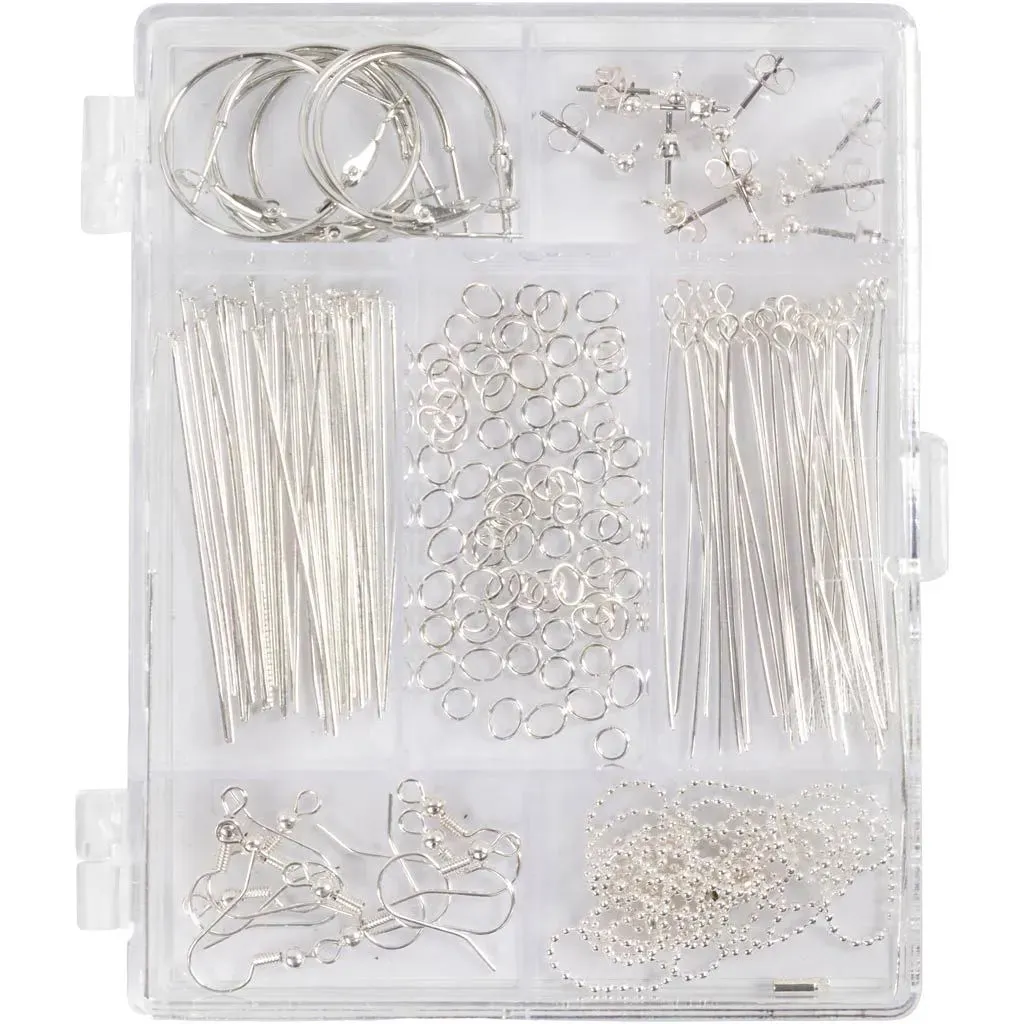Large Silver-Plated Jewellery Starter Kit – Make Personalized Bracelets Necklaces Earrings